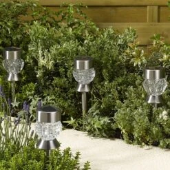 Smart Solar Crystal Glass Solar Stake Light - 4 Pack -Garden Care Shop 1011214 4