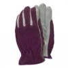 Deluxe Premium Leather & Suede Gloves Plum - Medium -Garden Care Shop 42928